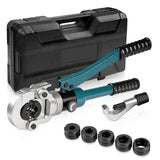 Irondelic Hydraulische Presszange 100kN Set V Kontur 12-28 mm Rohrpresszange für Kupfer Edelstahl inkl Pressbacken Rohrschneider - Irondelic