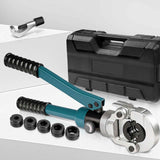 Irondelic Hydraulische Presszange 100kN Set V Kontur 12-28 mm Rohrpresszange für Kupfer Edelstahl inkl Pressbacken Rohrschneider - Irondelic