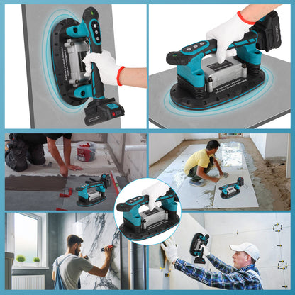 Fliesenrüttler Akku 1800W mit Saugnapf - 6 Stufen, 2 Akkus, Fliesenverlegegerät für Wand und Bodenfliesen - Irondelic