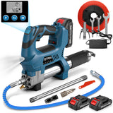 Irondelic Akku-Fettpresse kabellos 18–21V mit Digitaler Steuerung und 15000 PSI – Präzise Schmierung für Garten- und Maschinenwartung, inklusive 2x2Ah Akkus - Irondelic
