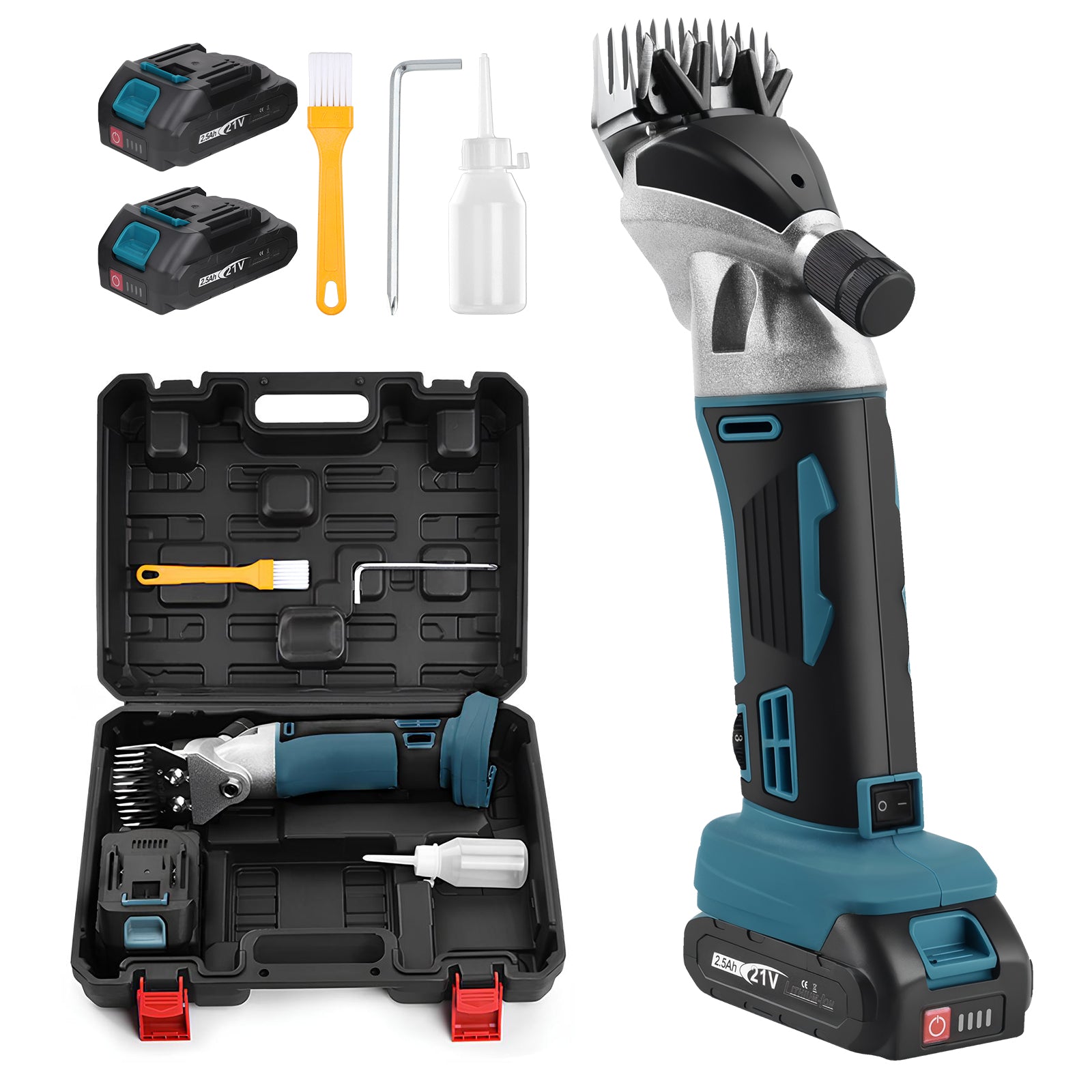 Irondelic Akku Schermaschine für Tiere 500W – kabelloser Tierhaarschneider mit 2 Akkus und 6 Geschwindigkeiten, kompatibel mit 18V Akkusystem - Irondelic