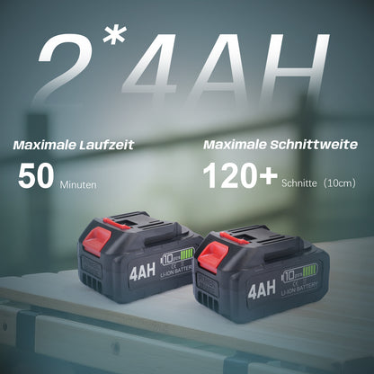 Akku Kettensäge 12 Zoll, 20 m/s, 2x 4Ah Akku, 1000W bürstenlos, automatische Kettenspannung, kabellos, leistungsstark und handlich - Irondelic