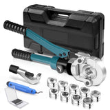 Irondelic 100kN Hydraulische Rohrpresszange Set | V- & TH-Kontur Presszange für Kupfer & PEX | Profi Presswerkzeug mit Rohrabschneider im Koffer - Irondelic