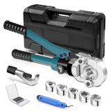 Irondelic 100kN Hydraulische Rohrpresszange Set | V-Kontur Presszange für Kupfer & Edelstahl | Profi Presswerkzeug mit Rohrabschneider im Koffer - Irondelic