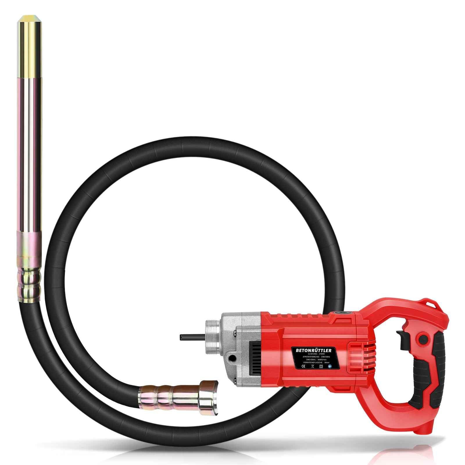 Irondelic 2100W Betonrüttler mit 2m Rüttelflasche Ø38mm | Profi Innenrüttler 220Hz | Starker Flaschenrüttler für Fundamente & Bodenplatten