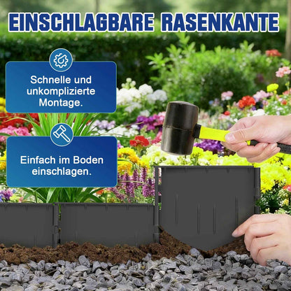 Irondelic Rasenkante PA66 GF30 2er-Set 21,4m | Flexible Pflasterkante Doppelpack | Beeteinfassung schlagfest 144-teilig