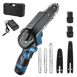 Irondelic Mini Akku-Kettensäge 4- & 6-Zoll Set | 350W Hand-Kettensäge mit 2x Akkus | Leichte Einhand-Gartensäge für Astschnitt & Holz - Irondelic