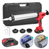 Irondelic 500W Akku-Kartuschenpresse 7840N | Profi Auspressgerät mit 2x Akkus | 6-Gang Fugen-Dichtstoffpresse für 310ml & 600ml im Koffer - Irondelic