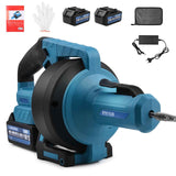 Irondelic 21V Akku-Rohrreinigungsmaschine automatisch | Tragbarer Abflussreiniger 7,6m | Profi Rohrreiniger Set inkl. 2x 4.0Ah Akkus - Irondelic