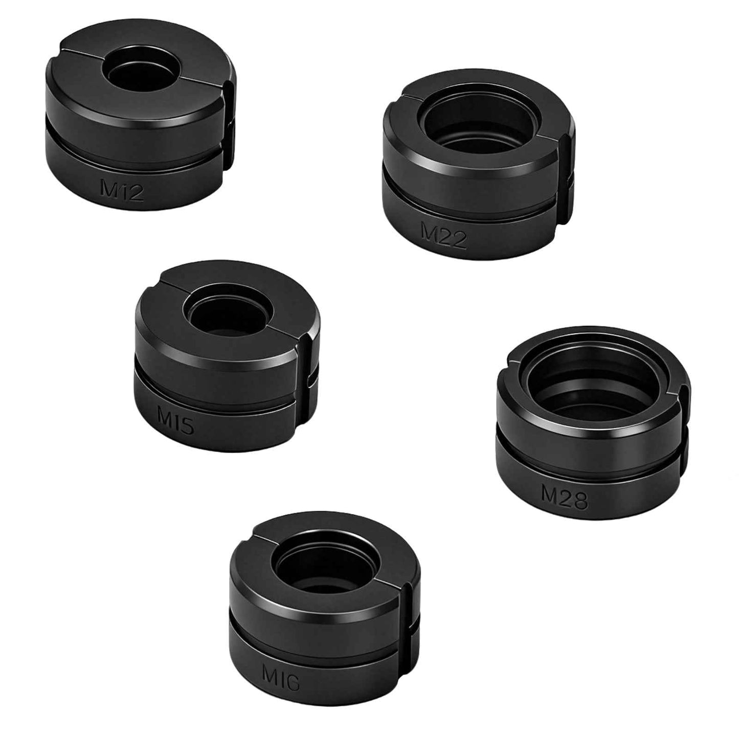 Irondelic 5-tlg. M-Kontur Pressbacken Set 12-28mm | Chromstahl 40 Crimpbacken 48-55 HRC | Universal Presszangen-Einsätze für Kupfer & Edelstahl