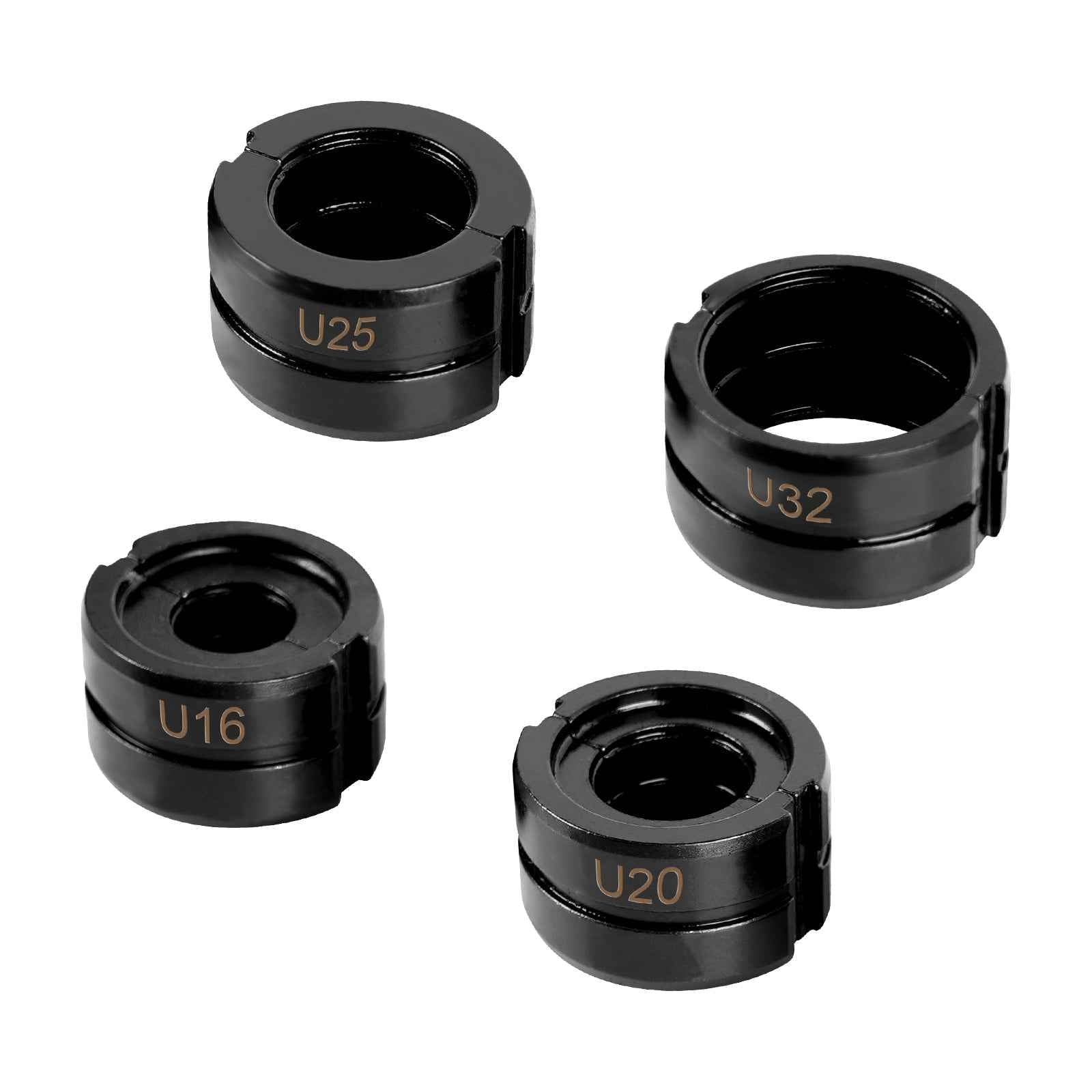 Irondelic 4-tlg. U-Kontur Pressbacken Set 16-32mm | Chromstahl Crimpbacken 48-55 HRC | Universal Presszangen-Einsätze 42x20,5mm für PEX & Verbundrohr