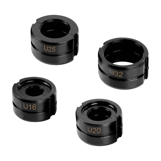 Irondelic 4-tlg. U-Kontur Pressbacken Set 16-32mm | Chromstahl Crimpbacken 48-55 HRC | Universal Presszangen-Einsätze 42x20,5mm für PEX & Verbundrohr