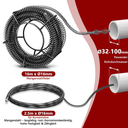 Irondelic 400W Elektrische Rohrreinigungsmaschine Set | Profi Abflussreiniger mit FI-Schutzschalter | Universal Rohrreiniger für Rohre Ø20-100mm