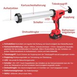 Irondelic 500W Akku-Kartuschenpresse 7840N | Profi Auspressgerät mit 2x Akkus | 6-Gang Fugen-Dichtstoffpresse für 310ml & 600ml im Koffer - Irondelic