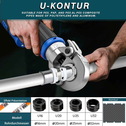 Irondelic 4-tlg. U-Kontur Pressbacken Set 16-32mm | Chromstahl Crimpbacken 48-55 HRC | Universal Presszangen-Einsätze 42x20,5mm für PEX & Verbundrohr