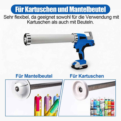 Irondelic Akku-Kartuschenpresse 21V Set mit 2x Akkus | 6500N Profi Auspressgerät für 310ml & 600ml | 6-Gang Fugen-Dichtstoffpresse im Koffer
