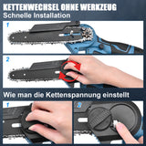 Irondelic Mini Akku-Kettensäge 4- & 6-Zoll Set | 350W Hand-Kettensäge mit 2x Akkus | Leichte Einhand-Gartensäge für Astschnitt & Holz - Irondelic