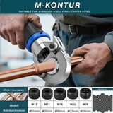 Irondelic 5-tlg. M-Kontur Pressbacken Set 12-28mm | Chromstahl 40 Crimpbacken 48-55 HRC | Universal Presszangen-Einsätze für Kupfer & Edelstahl - Irondelic