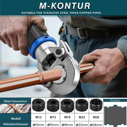 Irondelic 5-tlg. M-Kontur Pressbacken Set 12-28mm | Chromstahl 40 Crimpbacken 48-55 HRC | Universal Presszangen-Einsätze für Kupfer & Edelstahl
