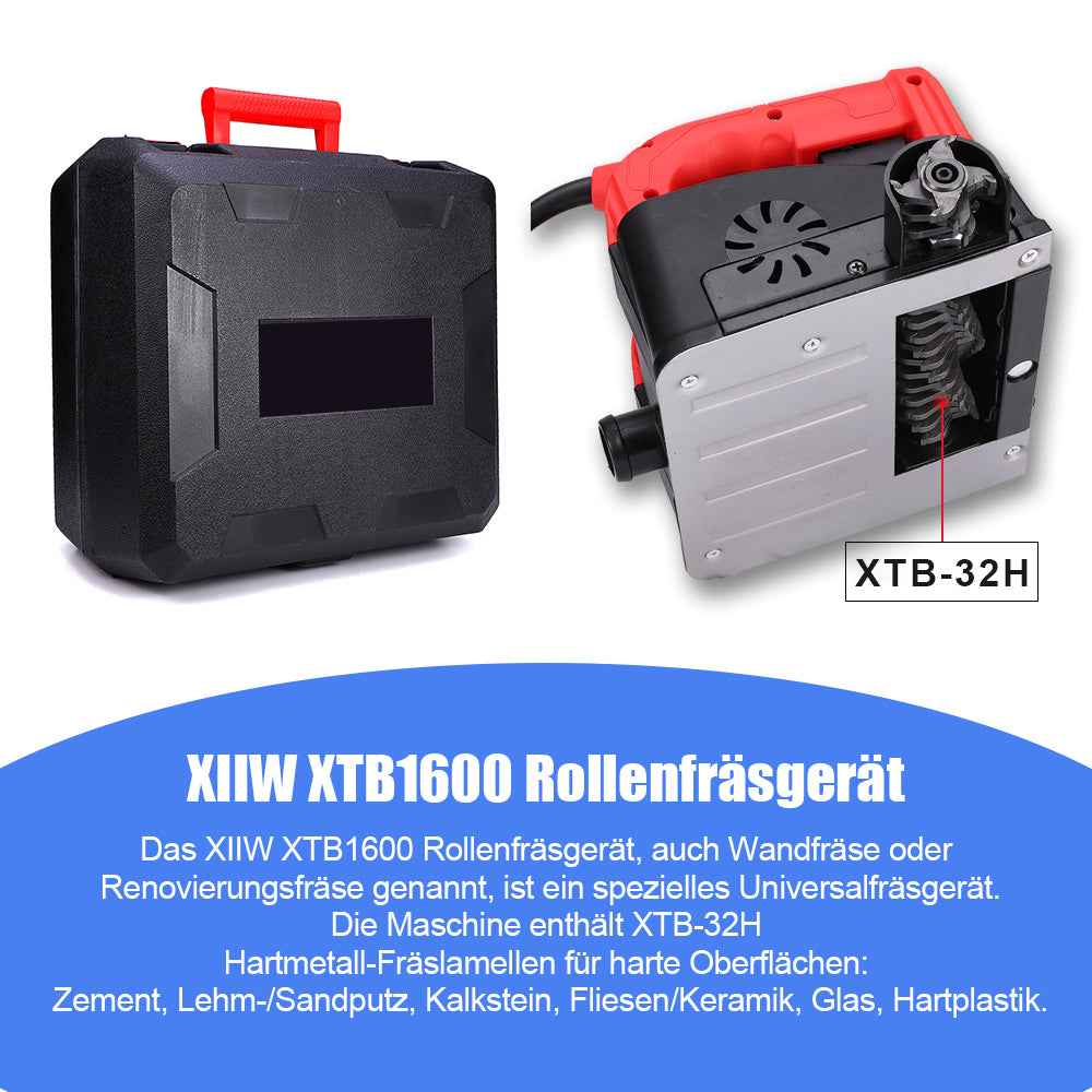 Irondelic 1600W Sanierungsfräse Set | Putzfräse & Wandfräse mit 155mm Fräsbreite | Universal-Betonfräse für Randloses Arbeiten im Koffer
