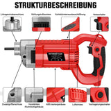Irondelic 2100W Betonrüttler mit 2m Rüttelflasche Ø38mm | Profi Innenrüttler 220Hz | Starker Flaschenrüttler für Fundamente & Bodenplatten - Irondelic