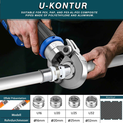 Irondelic 4-tlg. U-Kontur Pressbacken Set U16-32 | Chromstahl Crimpbacken 48-55 HRC | Universal Presszangen-Einsätze 42x20,5mm für PEX & Verbundrohr