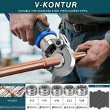 Irondelic 5-tlg. V-Kontur Pressbacken Set 12-28mm | Chromstahl 40 Crimpbacken 48-55 HRC | Universal-Einsätze für manuelle & elektrische Hydraulikzangen - Irondelic