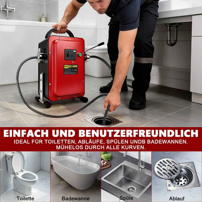 Irondelic 400W Elektrische Rohrreinigungsmaschine Set | Profi Abflussreiniger mit FI-Schutzschalter | Universal Rohrreiniger für Rohre Ø20-100mm