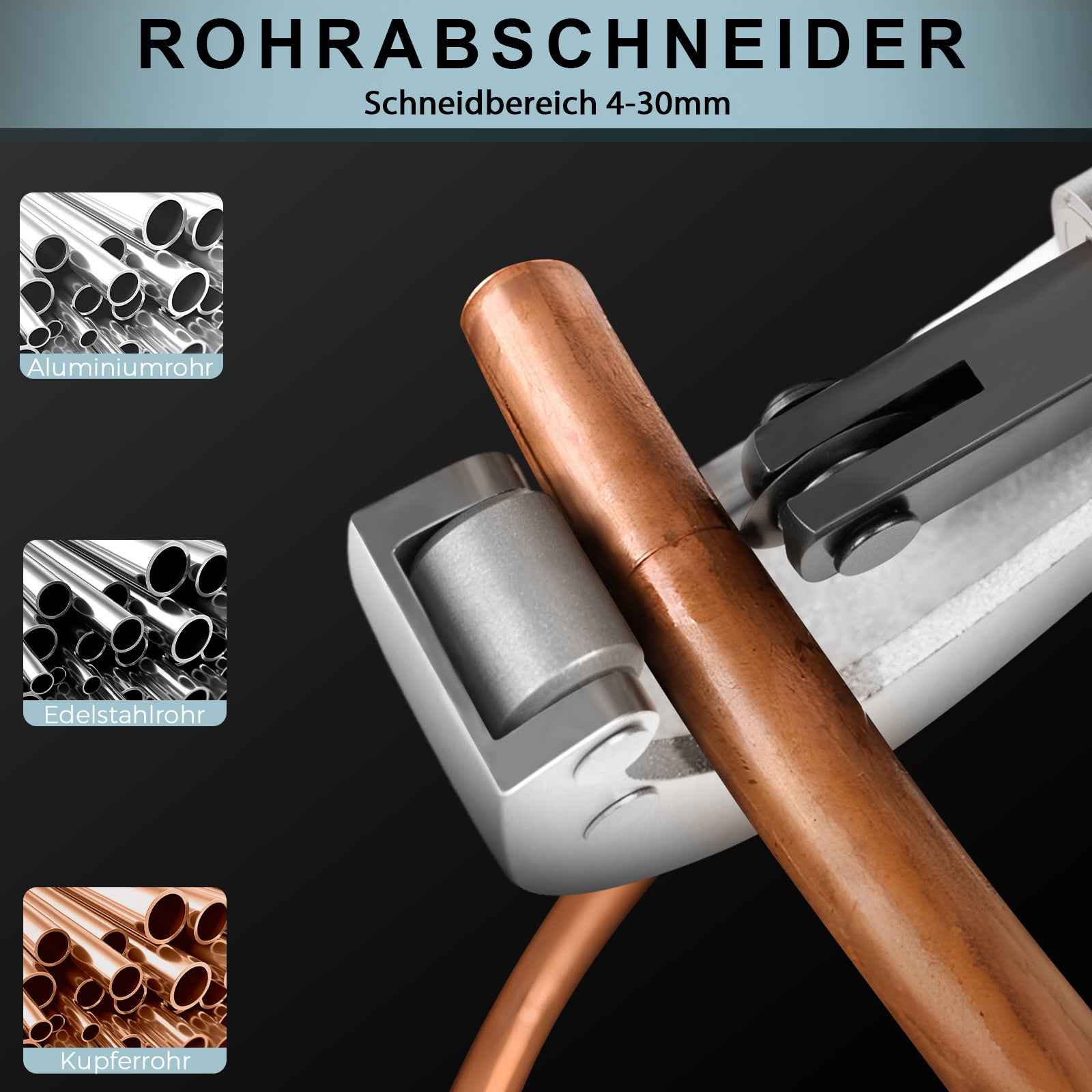 Hydraulische Presszange 100kN Set V Kontur 12-28 mm Rohrpresszange für Kupfer Edelstahl inkl Pressbacken Rohrschneider