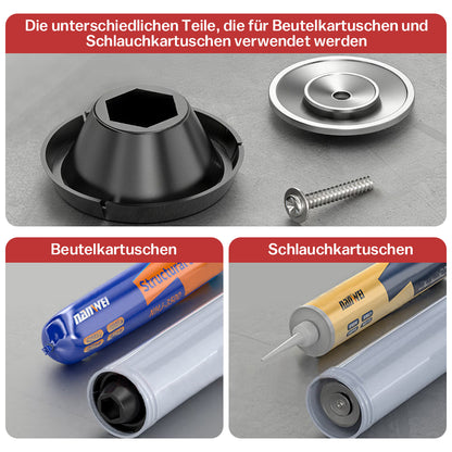 Irondelic 25-tlg. Akku-Kartuschenpresse Set 500W | Profi Auspressgerät mit 2x Akkus | Fugen-Dichtstoffpresse für 310ml & 600ml im Koffer
