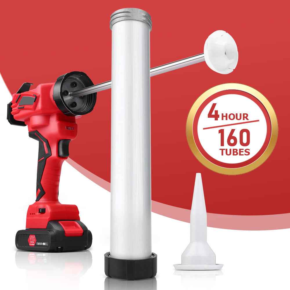 Irondelic 500W Akku-Kartuschenpresse 7840N | Profi Auspressgerät mit 2x Akkus | 6-Gang Fugen-Dichtstoffpresse für 310ml & 600ml im Koffer