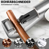 Irondelic 100kN Hydraulische Presszange Set V/TH | Rohrpresszange für Kupfer & PEX Verbundrohr | Profi Presswerkzeug mit Rohrabschneider im Koffer - Irondelic