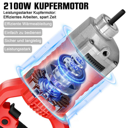 Irondelic 2100W Betonrüttler mit 2m Rüttelflasche Ø38mm | Profi Innenrüttler 220Hz | Starker Flaschenrüttler für Fundamente & Bodenplatten
