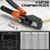 Irondelic Hydraulische Crimpzange Set – Professionelle Kabelverbindungen von 4–50 mm² - Irondelic