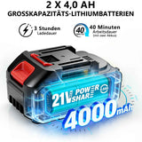Irondelic Akku-Hochdruckreiniger 21V Set mit 2x 4.0Ah Akkus | 45 bar Tragbare Akku-Waschpistole | 6-in-1 Düse & Selbstansaugend im Koffer - Irondelic