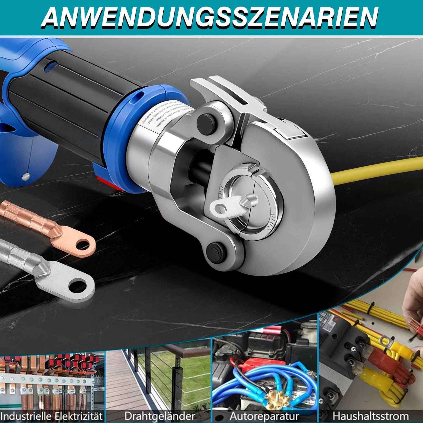 Irondelic 13-tlg. Hydraulische Pressformen Set 4-300mm² | Legierter Stahl Crimpbacken für Kabel | Universal-Einsätze für manuelle & elektrische Presszangen