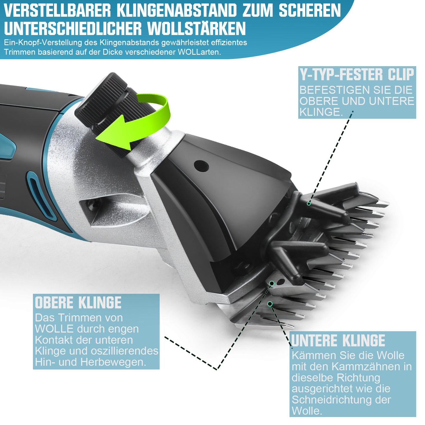 Akku Schermaschine für Tiere 500W – kabelloser Tierhaarschneider mit 2 Akkus und 6 Geschwindigkeiten, kompatibel mit 18V Akkusystem - Irondelic