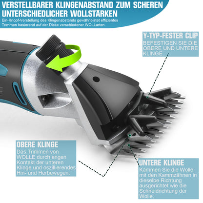 Akku Schermaschine für Tiere 500W – kabelloser Tierhaarschneider mit 2 Akkus und 6 Geschwindigkeiten, kompatibel mit 18V Akkusystem - Irondelic