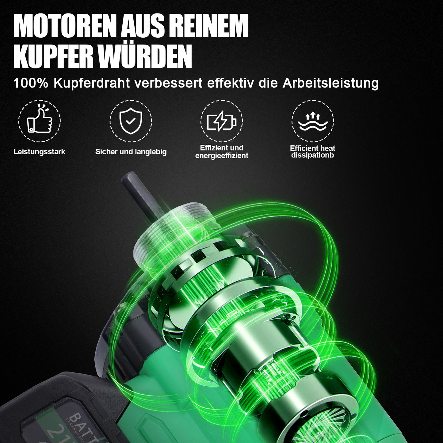 Irondelic Akku-Betonrüttler 18V Set mit 1x Akku | Kabelloser Innenrüttler 6000 U/min | 35mm Flaschenrüttler für Fundamente & Garten - Irondelic