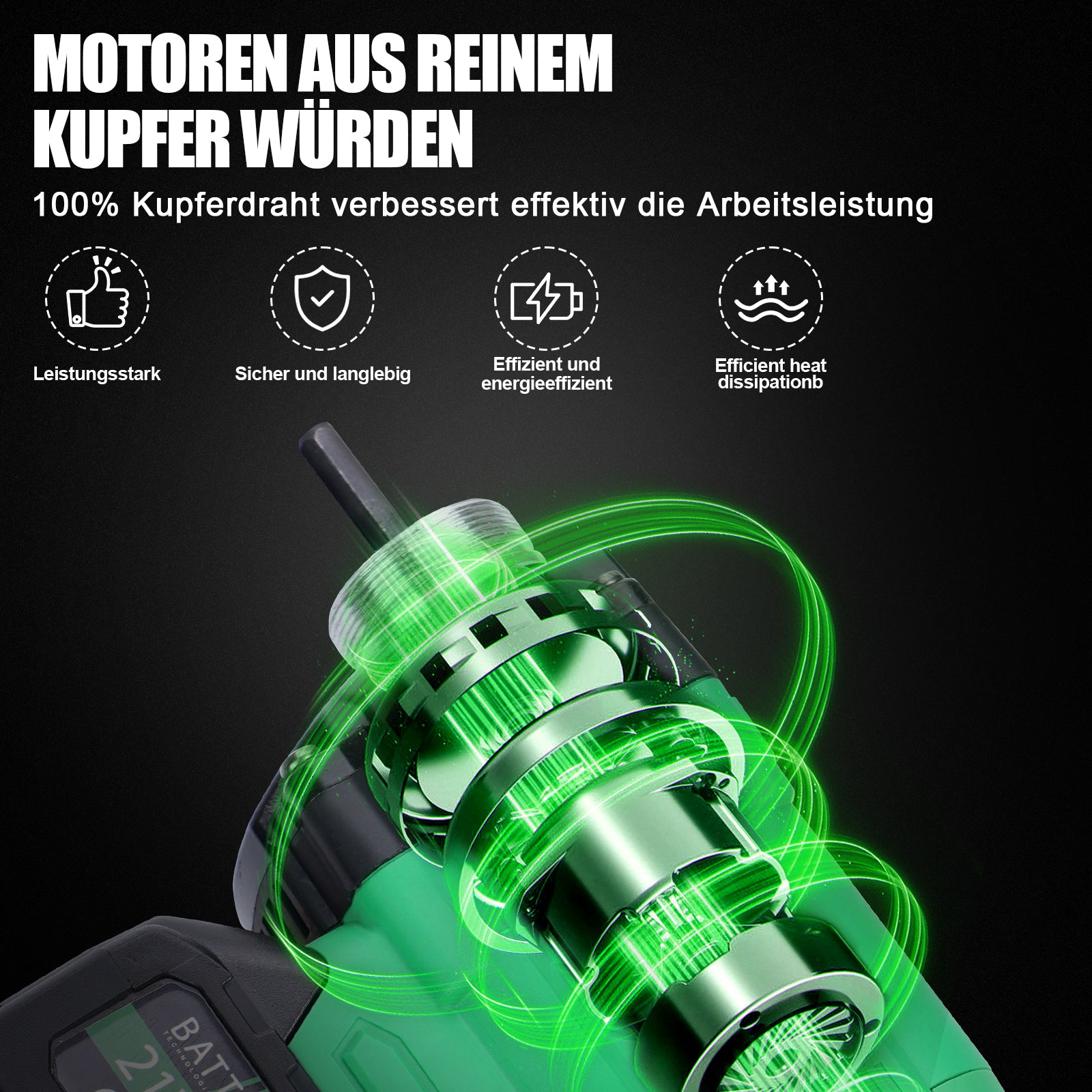 Irondelic Akku-Betonrüttler 18V Set mit 1x Akku | Kabelloser Innenrüttler 6000 U/min | 35mm Flaschenrüttler für Fundamente & Garten - Irondelic