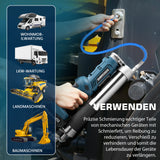 Irondelic Akku Fettpresse 12000 PSI kabellos mit LED, 2-in-1 Griff, 160 g/min, 18–21V, inkl. 2 Akkus, Ladegerät & Düsen für Auto, Werkstatt & Maschinen kaufen - Irondelic