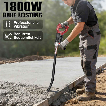 Irondelic 1800W Betonrüttler mit 2m Rüttelflasche | Elektrischer Innenrüttler 6000 U/min | Profi Flaschenrüttler für Fundamente & Schalung