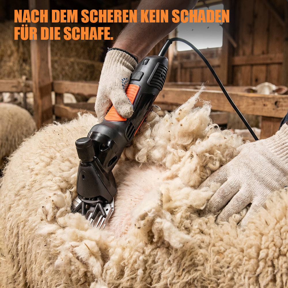 Irondelic 550W Elektrische Schafschermaschine | 6-Gang Schermaschine für Schafe & Hunde | Profi Scherschneide-Set mit 5,5m Kabel & Koffer - Irondelic