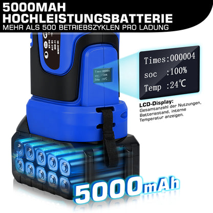 Irondelic Akku Presszange Elektrohydraulisch mit 9 Pressbacken TH & V Profil, 2×5,0Ah Akku für Kupfer-, Edelstahl-, PEX- & Verbundrohre