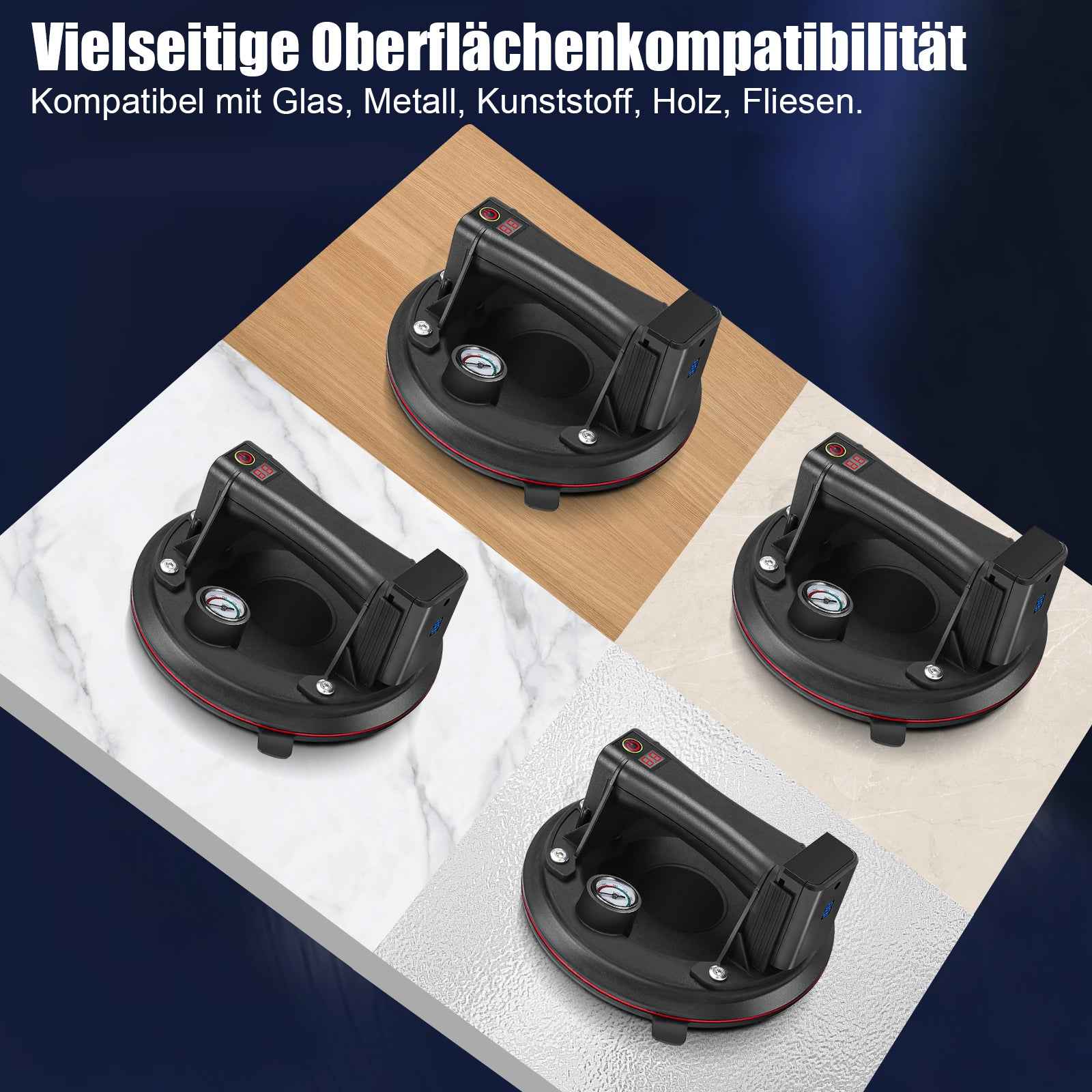 Irondelic Elektrischer Akku-Vakuumheber 12,6V | 300kg Saugkraft Saugheber mit Drucksensor | Automatischer Flaschensaugkopf für Glas & Fliesen