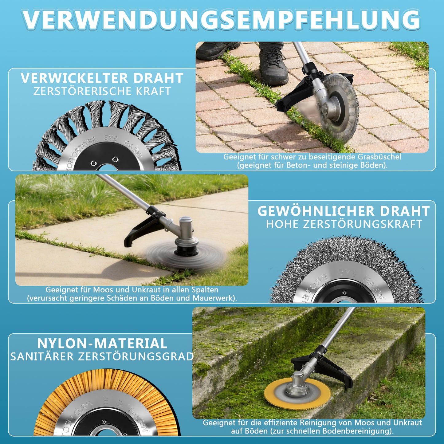 Akku Freischneider 18V 1380W mit 2 Akkus – Bürstenlose Motorsense, Kompatibler Rasentrimmer, Multifunktionaler Unkrautentferner mit Sägeblatt & Messer - Irondelic