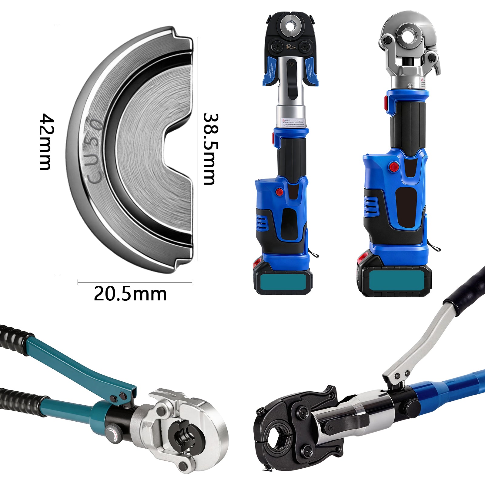 Irondelic 5-tlg. V-Kontur Pressbacken Set 12-28mm | Chromstahl 40 Crimpbacken 48-55 HRC | Universal-Einsätze für manuelle & elektrische Hydraulikzangen - Irondelic