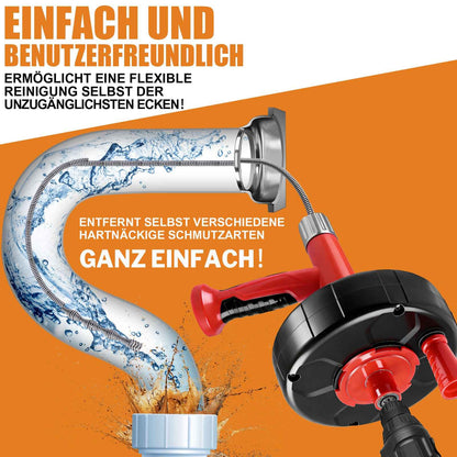 Irondelic Rohrreinigungsspirale 9,5m mit Bohrmaschinen-Antrieb | Manueller & Elektrischer Abflussreiniger für Rohre bis Ø80mm | Rohrreinigungswelle Set