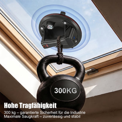 Irondelic Automatischer Akku-Vakuumsaugheber 12,6V | 300kg Tragkraft Elektrischer Saugheber | Profi Glasheber & Fliesenheber mit Manometer