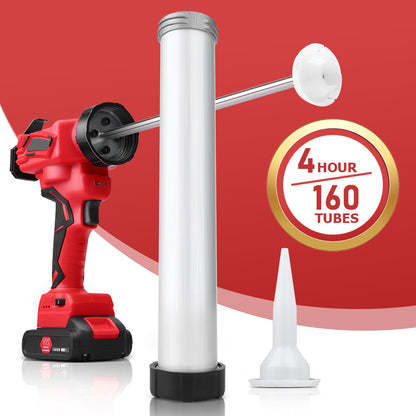 Irondelic 25-tlg. Akku-Kartuschenpresse Set 500W | Profi Auspressgerät mit 2x Akkus | Fugen-Dichtstoffpresse für 310ml & 600ml im Koffer